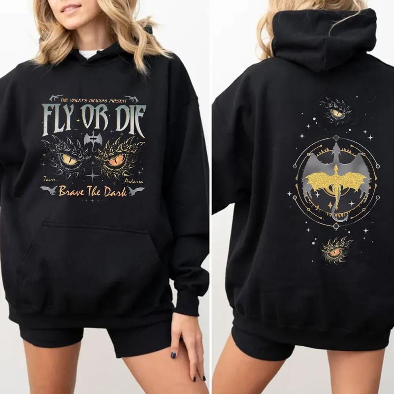 Dragon Rider Sweater,Fly Or Die Fourth Wing Series Two Side Shirt, Onyx Storm Brave The Dark Hoodie, Unisex Sweater...