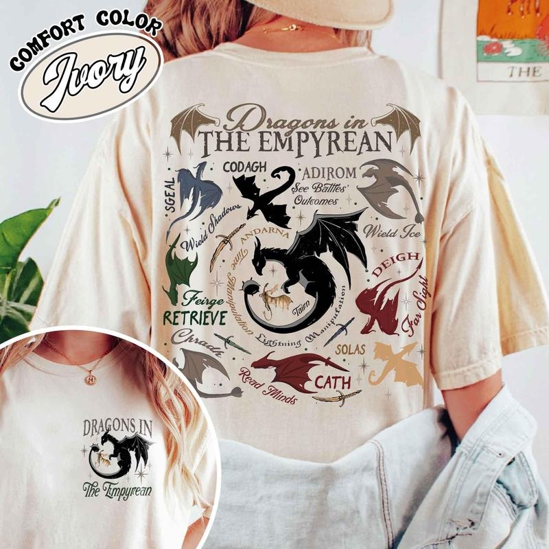 Dragons in Fourth Wing Shirt, Dragon in the Empyrean Shirt, Violet Sorrengail Tairn Shirt, Tairn & Andarna Shirt,...