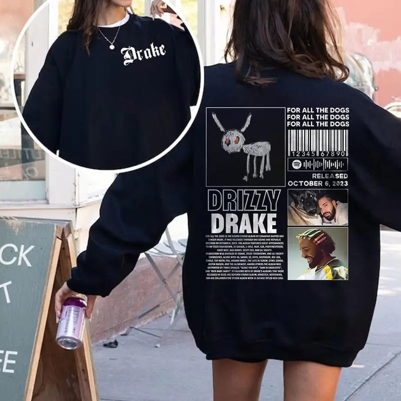 Drake Graphic 90s Sweatshirt DRG, For All The Dogs Album T-Shirt DRG, Drake Take Care Hoodie DRG, Drake Tour T-shirt,...