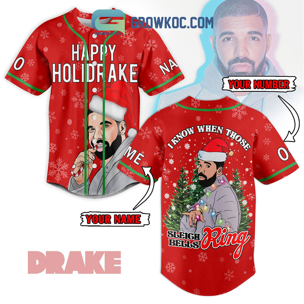 Drake Happy Holiday Merry Christmas I Know When Those Sleigh Ring Bells Personalized Baseball Jersey