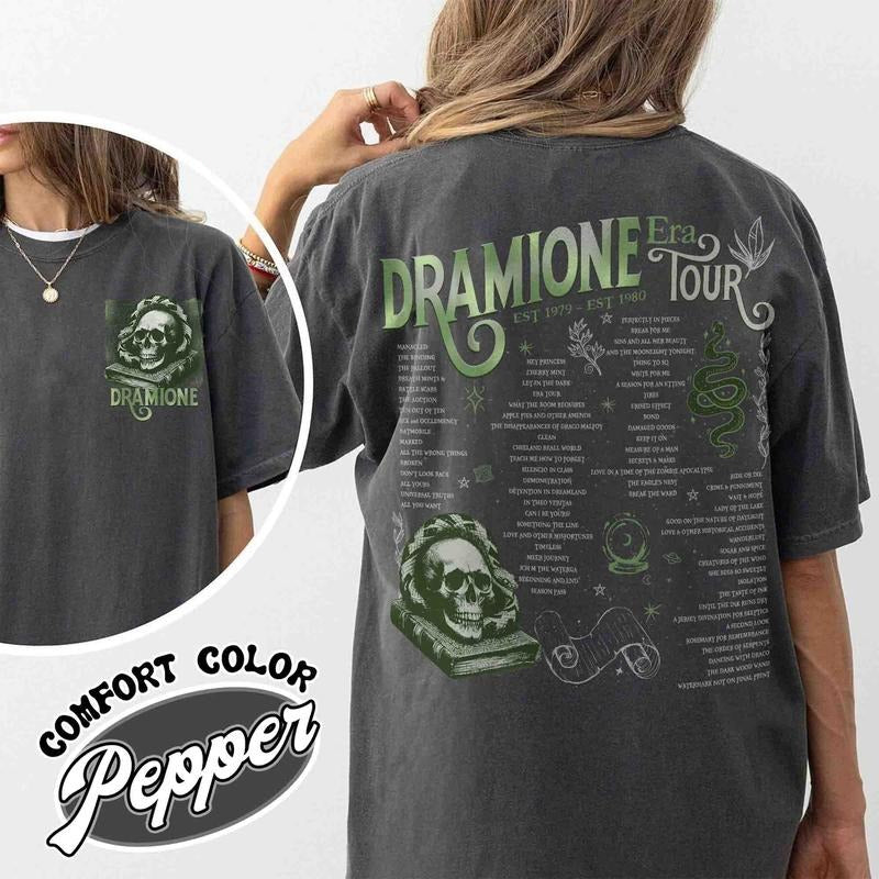 Dramione Tour Shirt Bookish Fan Fic Magic Wizard School HP Shirt Wizard School Snake House Dramione Book Club, Green...