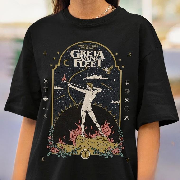 Dreams In Gold Greta Van Fleet T-Shirt _ Retro Graphic Unisex Tee Gift For Men and Women Hoodie, Sweatshirt | WearSparks.com