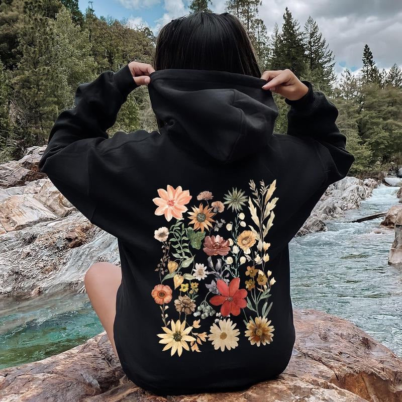 Dried Wildflower Meadow, Nature, Floral, Pressed Leaves Hoodie T-Shirts, Sweatshirt | WearSparks.com