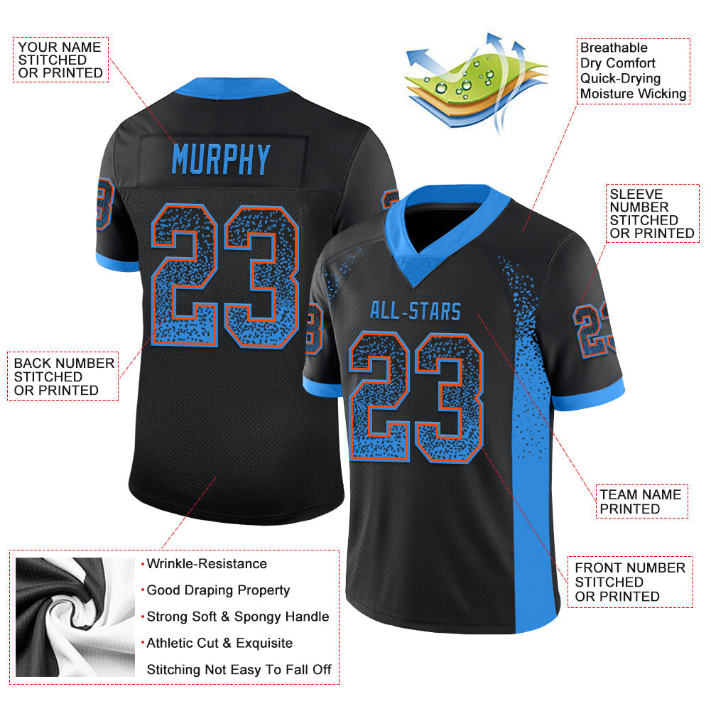 Custom Black Powder Blue-Orange Drift Fashion Football Jersey T-Shirts, Hoodie, Sweatshirt | WearSparks.com (Image 3)