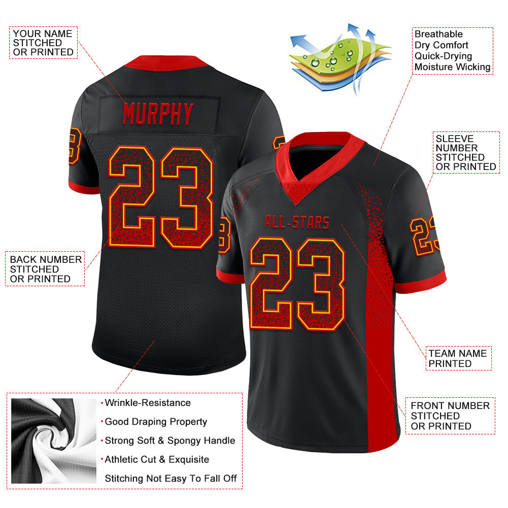 Custom Black Red-Gold Drift Fashion Football Jersey T-Shirts, Hoodie, Sweatshirt | WearSparks.com (Image 3)