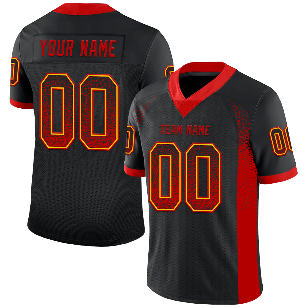 Custom Black Red-Gold Drift Fashion Football Jersey T-Shirts, Hoodie, Sweatshirt | WearSparks.com (Image 1)