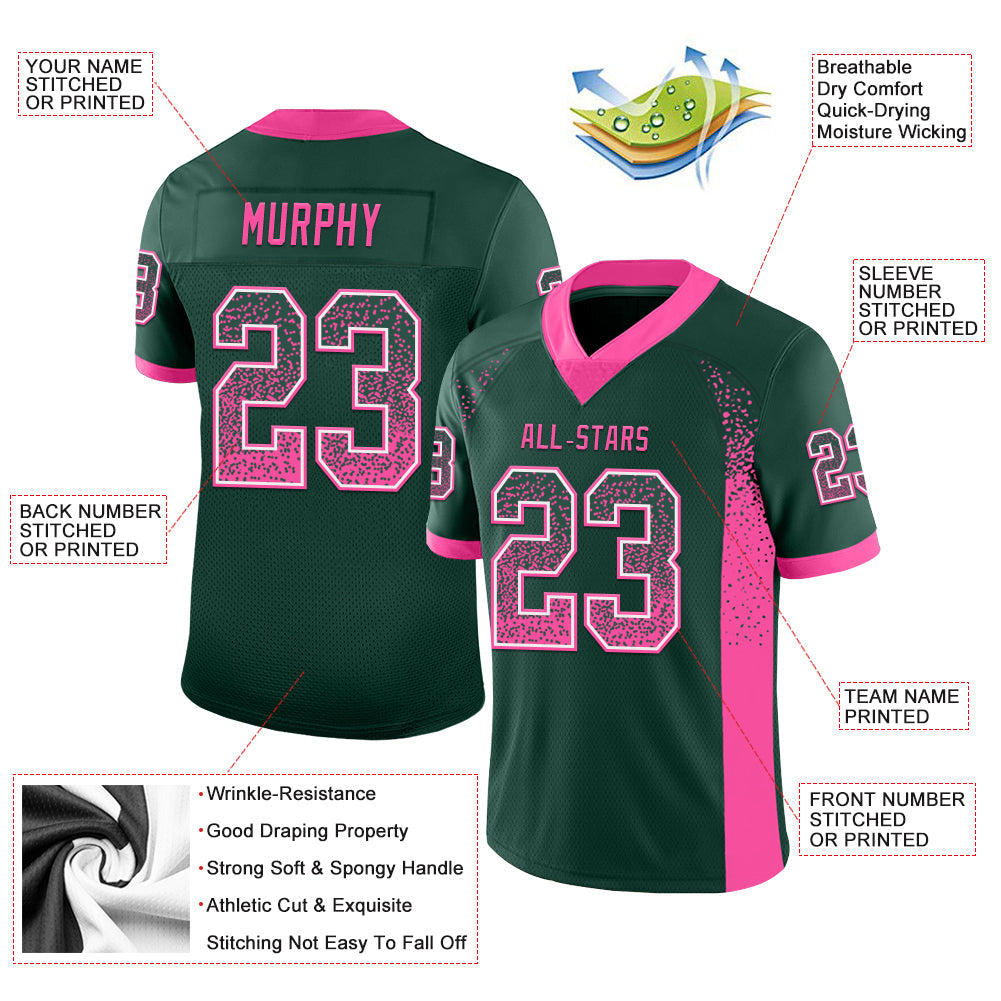 Custom Green Pink-White Drift Fashion Football Jersey T-Shirts, Hoodie, Sweatshirt | WearSparks.com (Image 3)