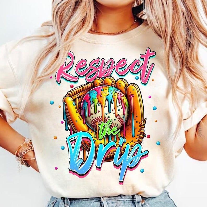 Dripping Ice Cream Baseball Tee tshirt, Stylish Game Day Print tshirt, Mom Life Outfit, favorite shirts Hoodie, Sweatshirt