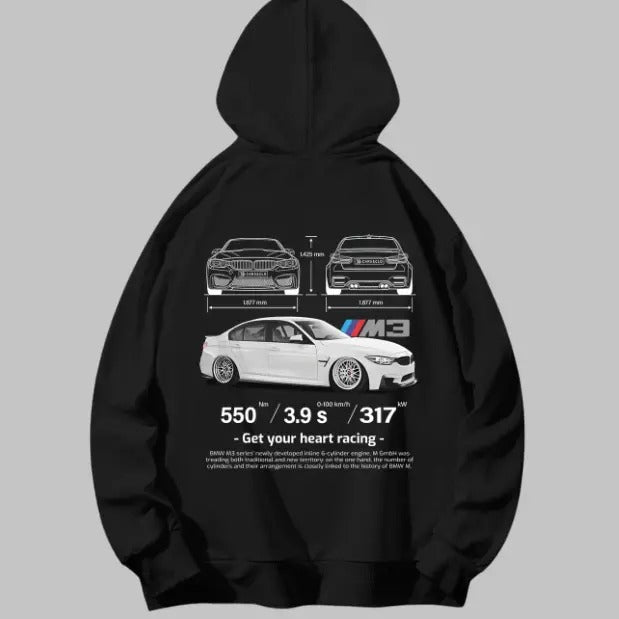 Drive in Style: Car-Themed Hoodie, F80 M3 Black Hoodie, F80 M3 Technical Specs Hoodie, Racing Shirt, Sport Car Shirt...
