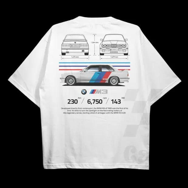 Drive in Style: Car-Themed T-Shirts, E30 M3 BluePrint T-Shirt, E30 M3 BluePrint Technical Specs T-Shirt, Racing Shirt,...