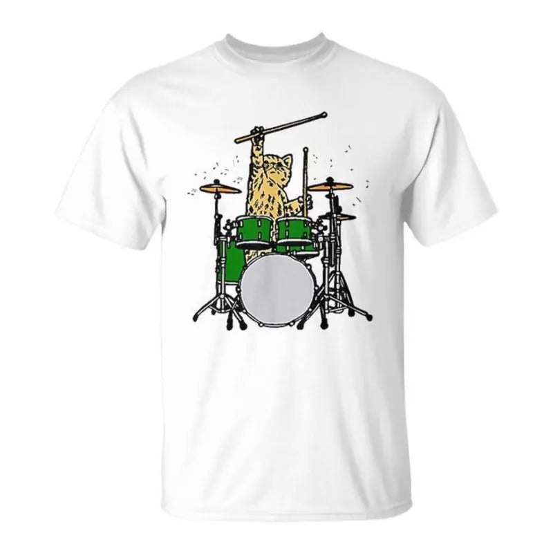 Drummer Cat Music Lover Musician Playing The Drums T-Shirt T-Shirt Hoodie, Sweatshirt | WearSparks.com