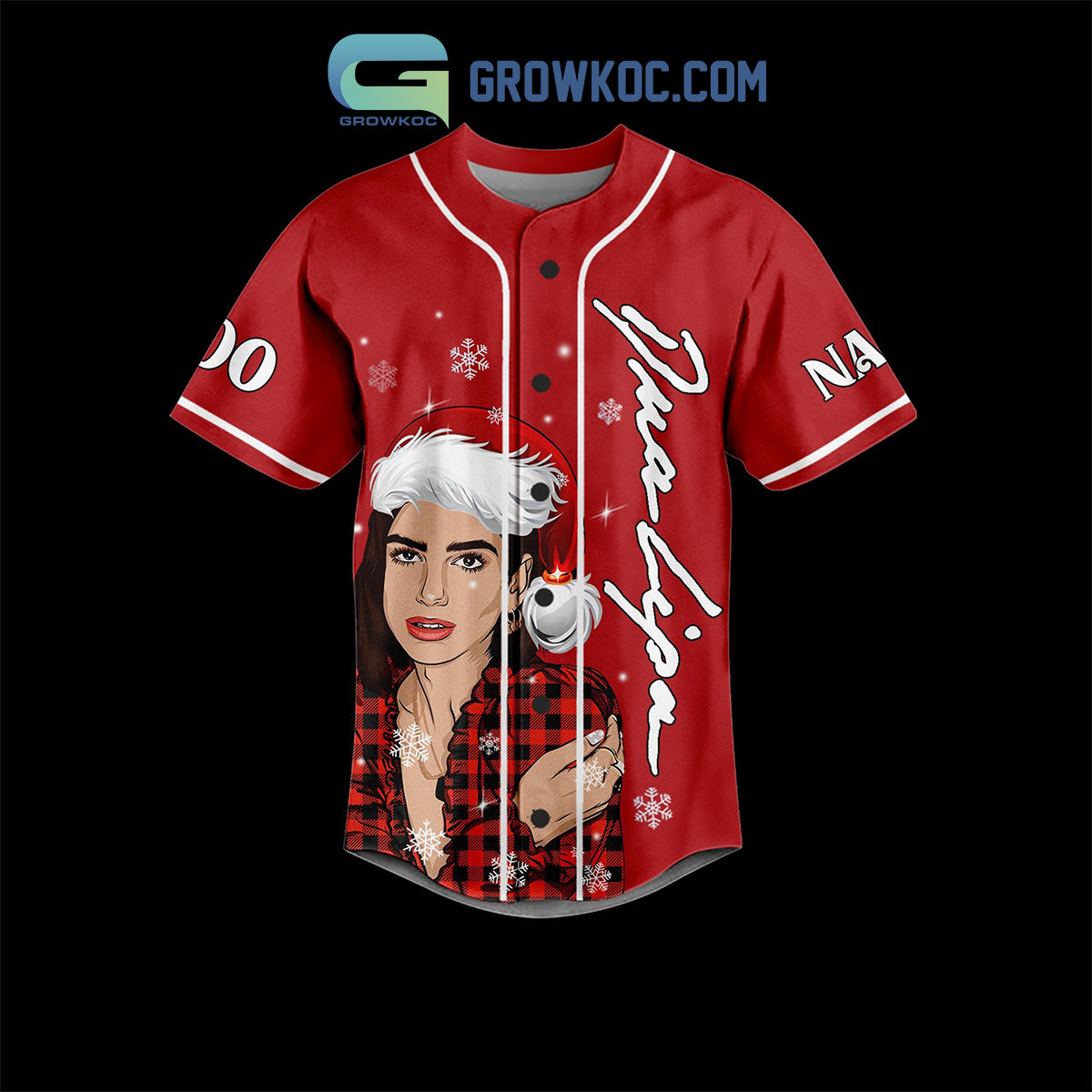 Dua Lipa Snow Show Up Santa Comes Out Christmas Custom Baseball Jersey