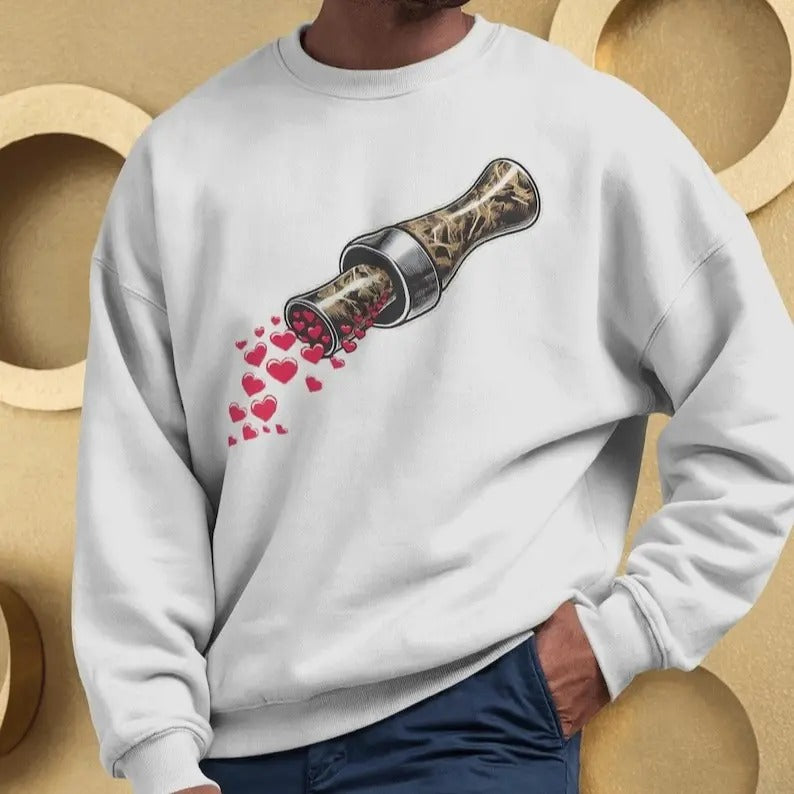 Duck Call Valentines Day Shirt, Duck Call Funny Vlentines Day Gift, Camo Hunting Sweatshirt for Valentine's Day Tee Hoodie
