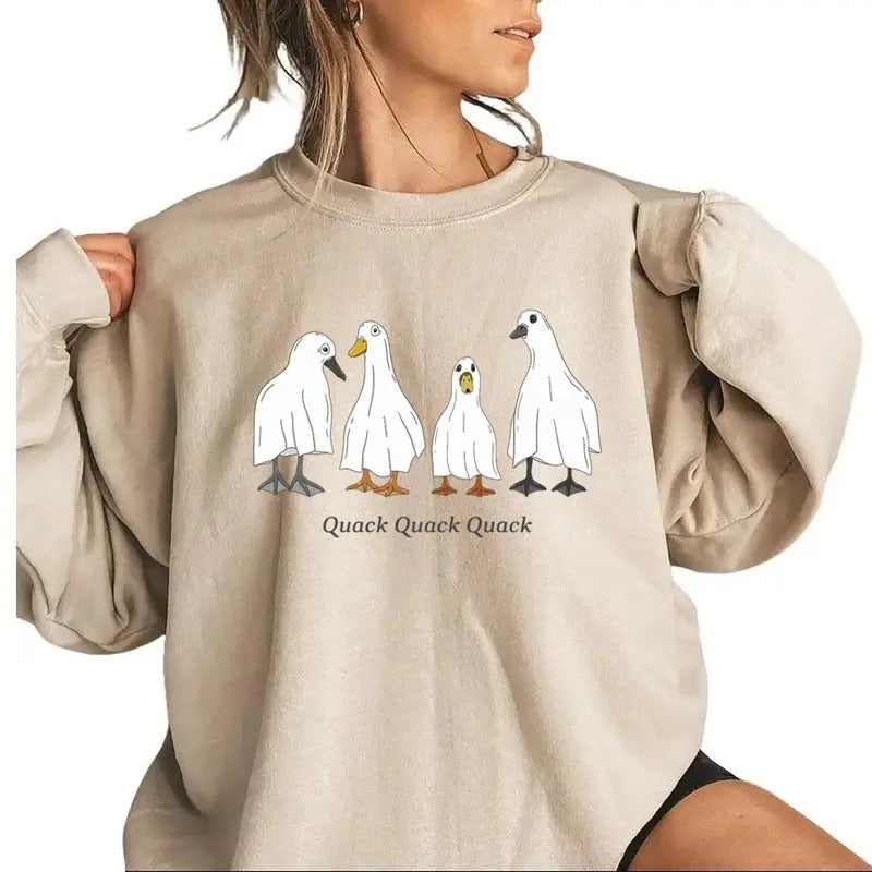 Duck Ghost Sweatshirt Graphic Funny Duck Hunting Season Graphic Mallard Gift For Unisex T-shirt Hoodie Cotton Fabric...