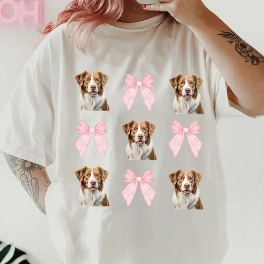 Duck Tolling Retriever and bows Shirt~ Unisex Apparel Relaxed Fit Printed In The USA Clothing Womenswear Casual Comfort...
