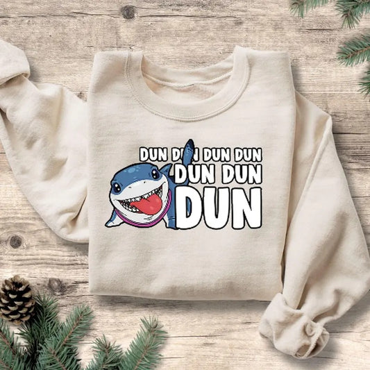 Dun Dun Dun Shark Sweatshirt - Womenswear Pullover Fabric T-Shirts, Hoodie | WearSparks.com