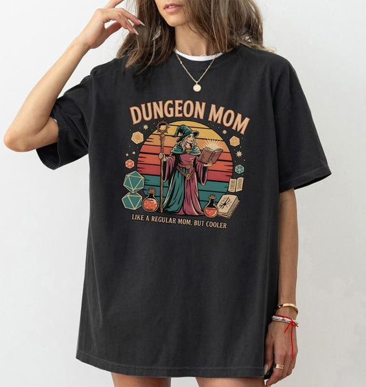 Dungeon Mom T-Shirt, Wizard Retro Sunset Mothers Day Shirt, Funny RPG Gamer Tee, DnD Gift for Moms, Tabletop Gaming...