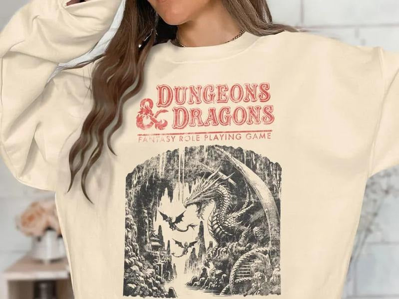 Dungeons & Dragons Vintage 1974 T-shirt Sweatshirt Hoodie, vintage Sweatshirt, Graphic shirt, DnD Gift, Baulders Gate...