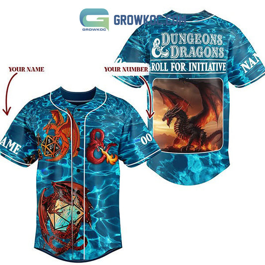 Dungeons & Dragons Roll For Initiative Blue Version Personalized Baseball Jersey