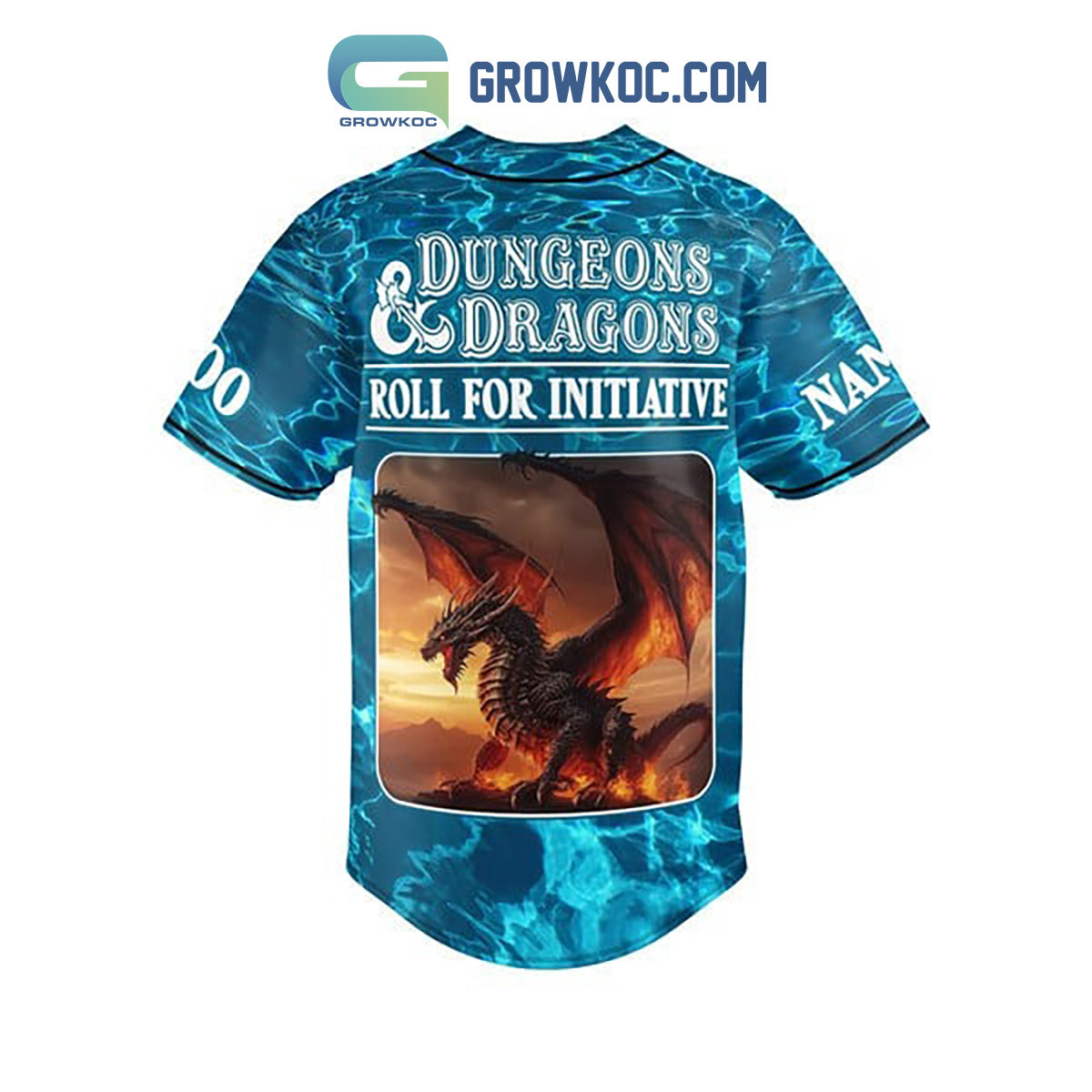 Dungeons & Dragons Roll For Initiative Blue Version Personalized Baseball Jersey