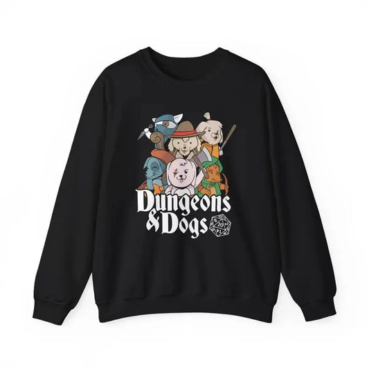 Dungeons and Doggos Funny D&D Parody Sweatshirt | Nerdy Fantasy Game Sweater for Dog Lovers Unique Winter Gift | Cozy Fun...