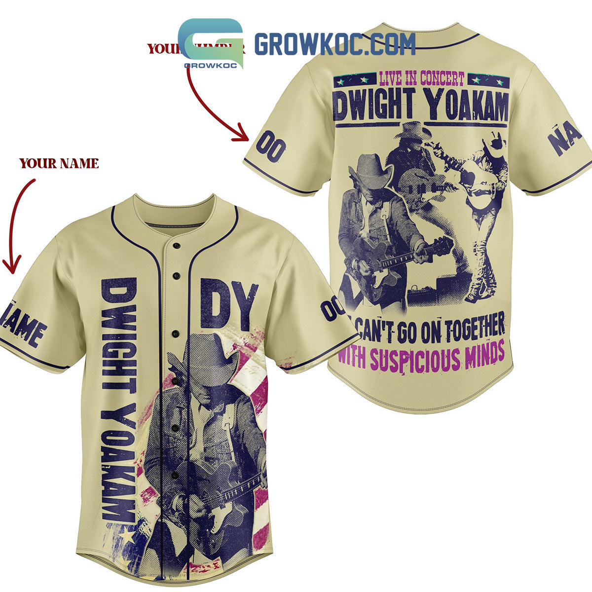 Dwight Yoakam We Can’t Go On Together With Suspicious Mind Personalized Baseball Jersey