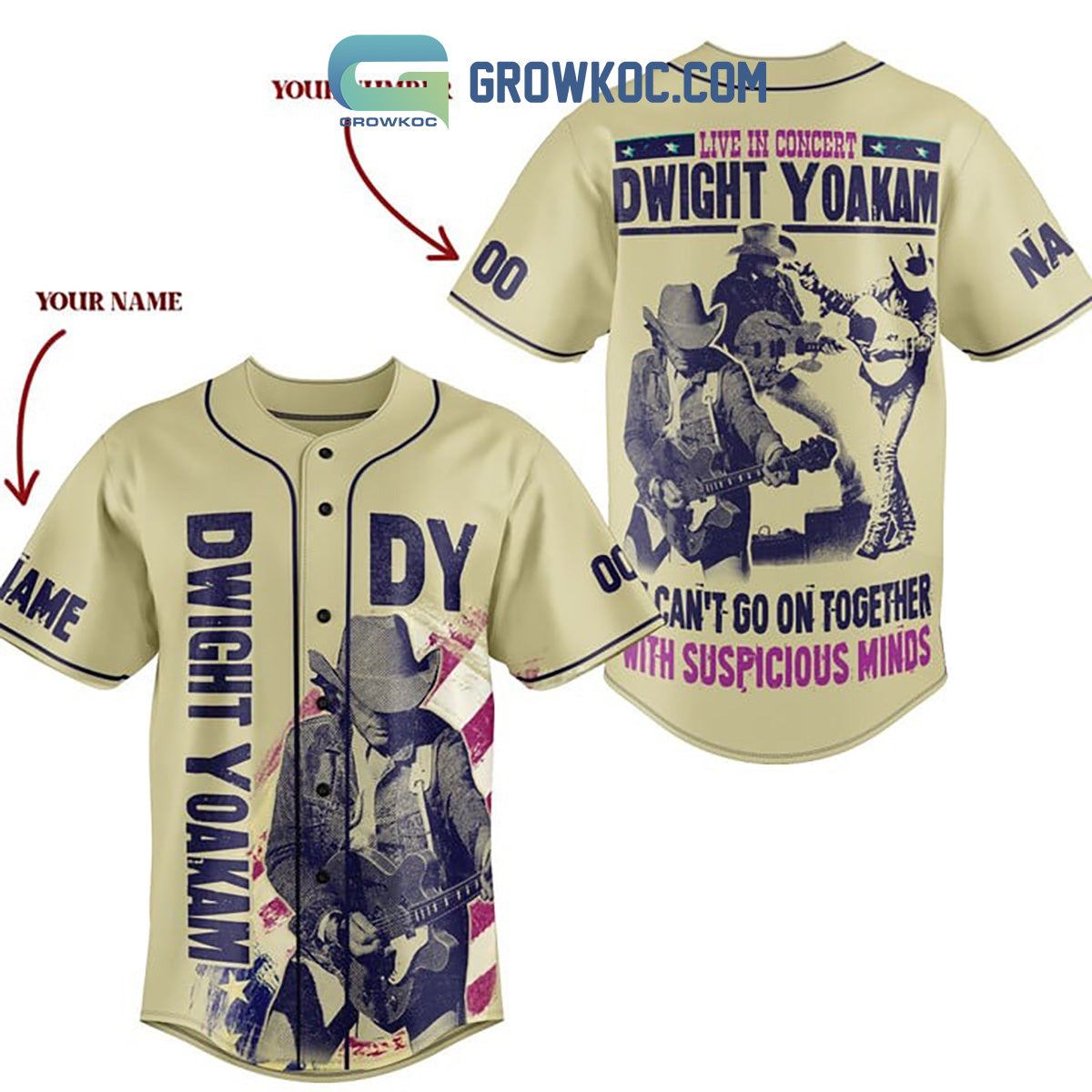 Dwight Yoakam We Can’t Go On Together With Suspicious Mind Personalized Baseball Jersey