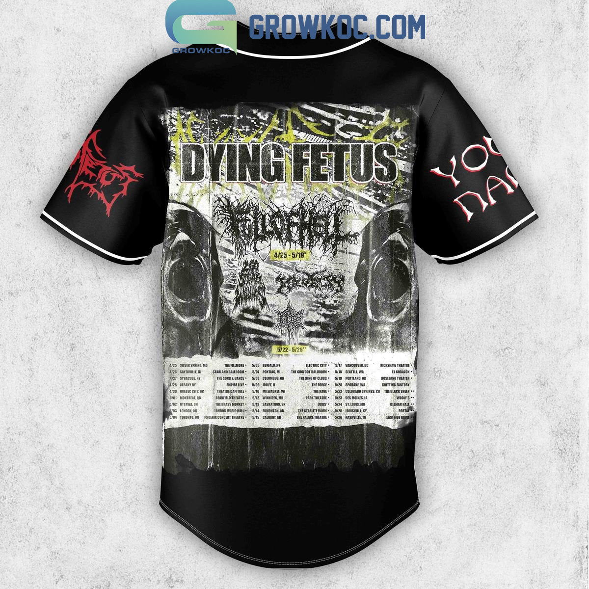 Dying Fetus Full Of Hell Band Personalized Baseball Jersey