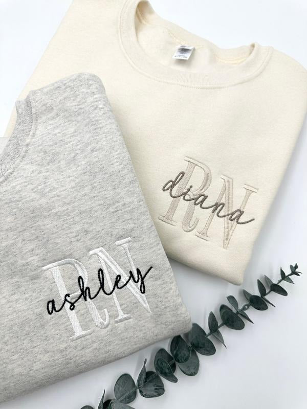 EMBROIDERED NURSE Sweatshirt Hoodie T-shirt, Cutom Nurse's Name Sweatshirt, Nurse Gift for Grad, New Nurse Shirt, Nursing...