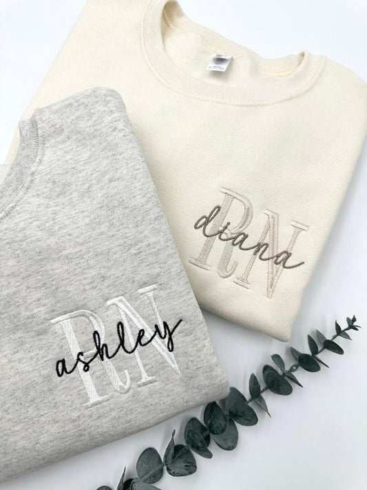 EMBROIDERED NURSE Sweatshirt Hoodie T-shirt, Cutom Nurse's Name Sweatshirt, Nurse Gift for Grad, New Nurse Shirt, Nursing...