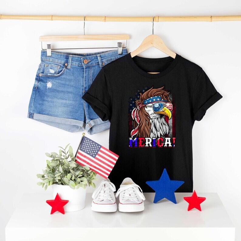 Eagle Merica Shirt, Merica Mullet Eagle Shirt, American Eagle, American Flag, 4th of July Shirt, Independence Day Tee,...