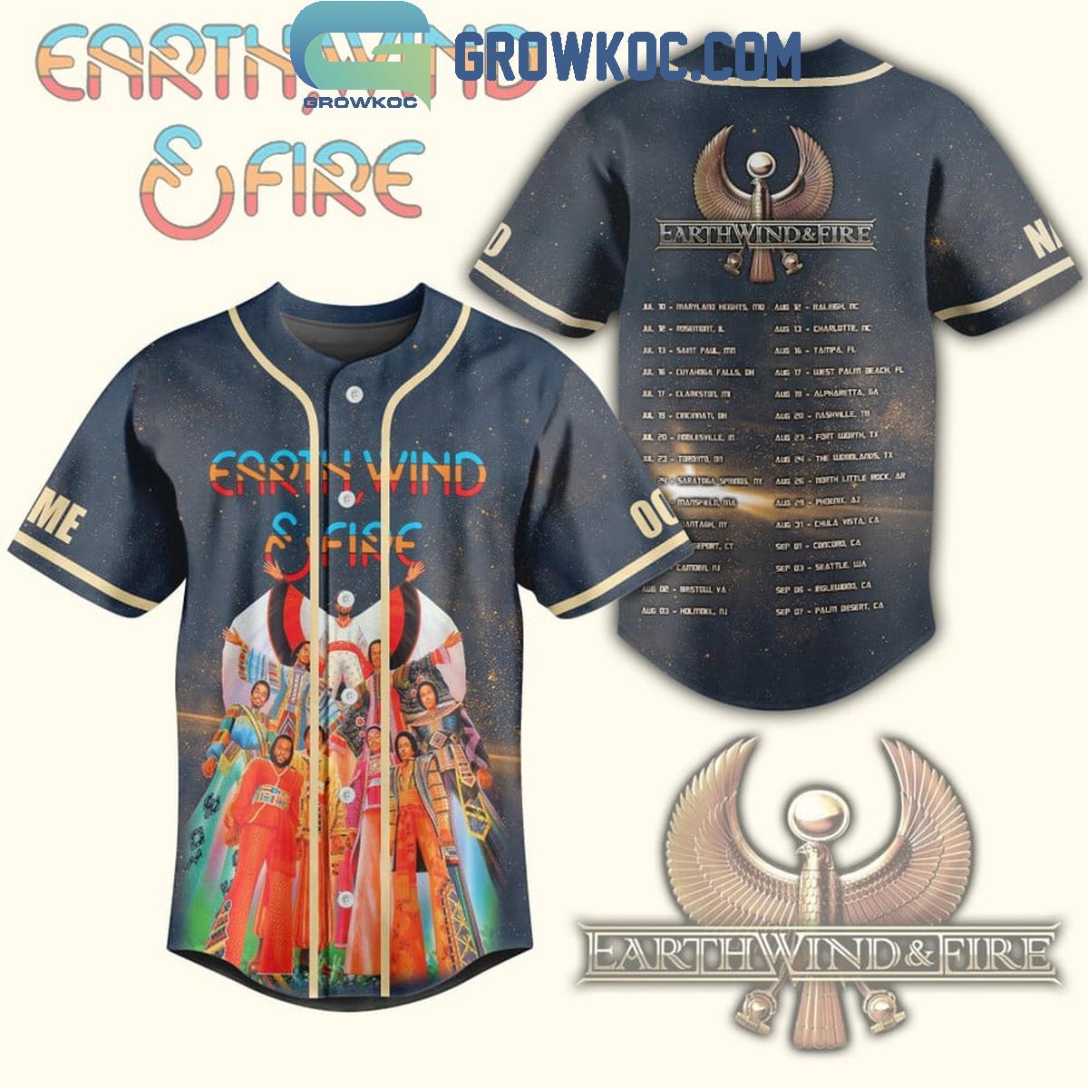 Earth Wind And Fire Schedule Of Heart And Soul 2024 Tour Personalized Baseball Jersey