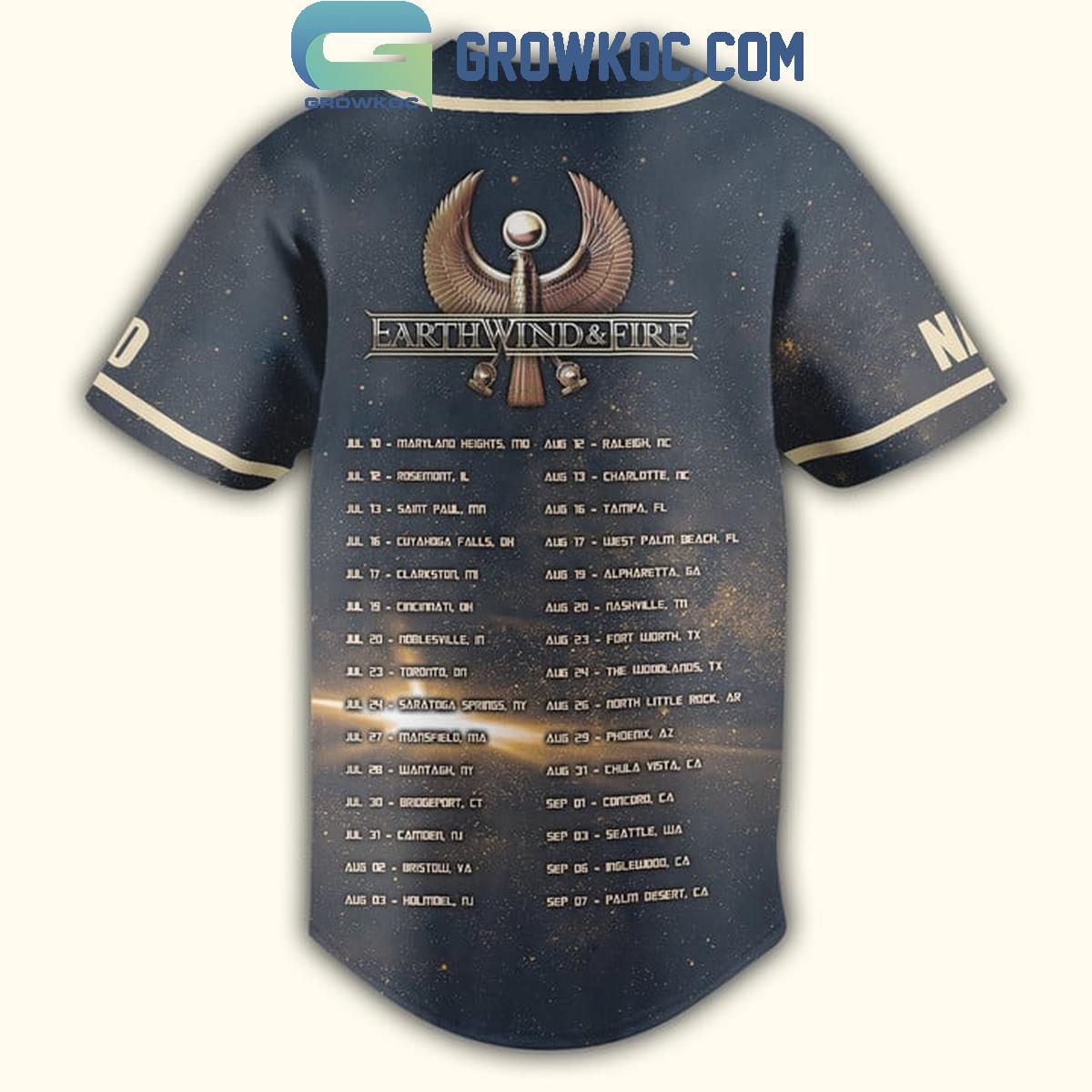 Earth Wind And Fire Schedule Of Heart And Soul 2024 Tour Personalized Baseball Jersey
