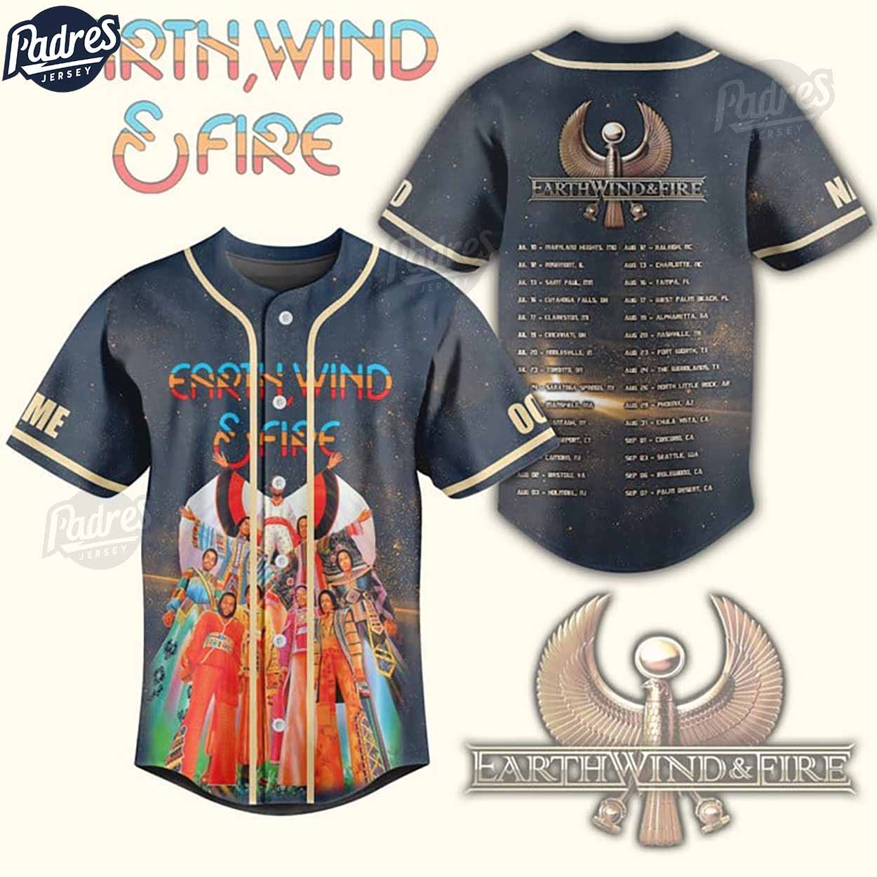 Earth Wind & Fire Albums Custom Baseball Jersey - Padres Jersey Oasis: Elevate Your Baseball Style Game... (Image 1)