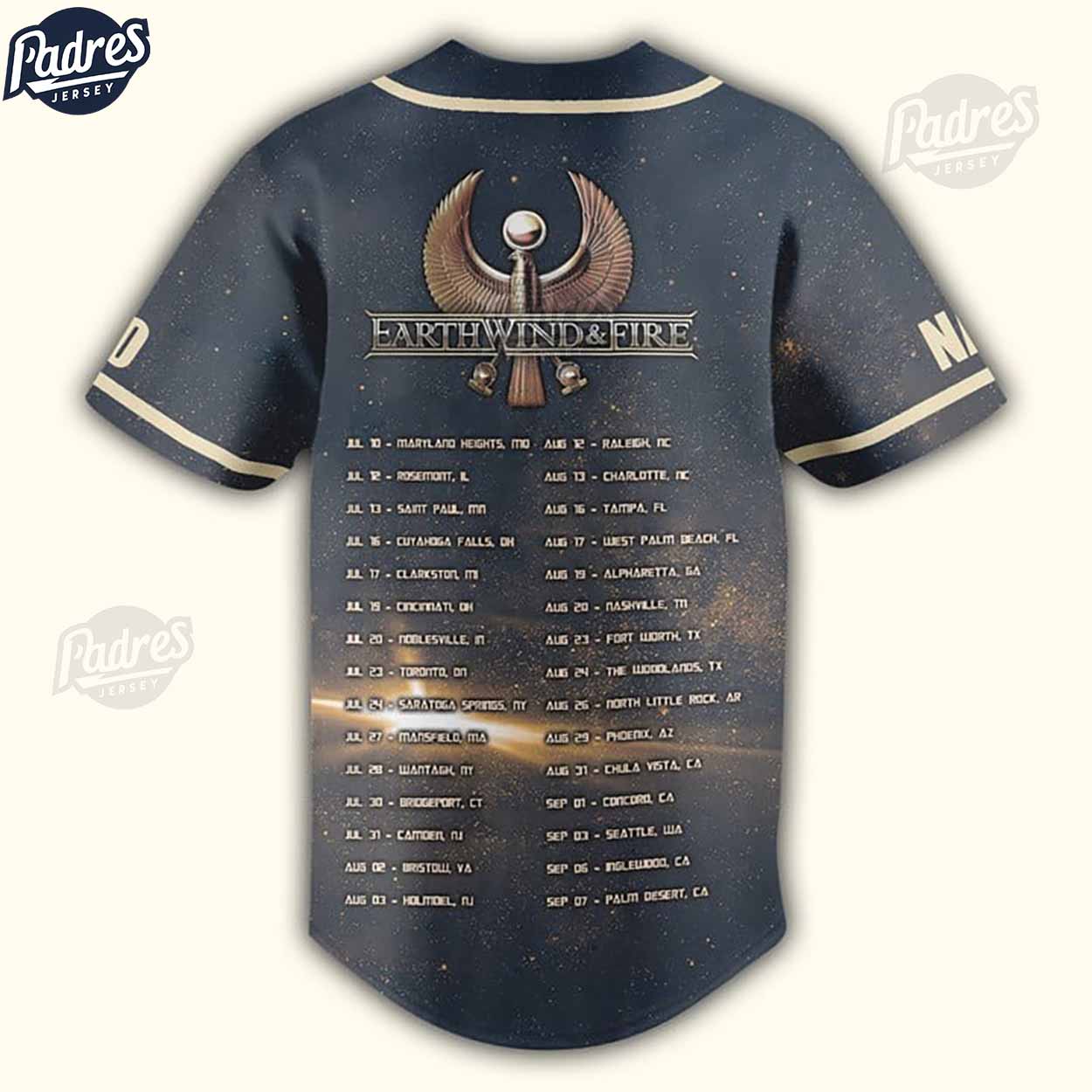 Earth Wind & Fire Albums Custom Baseball Jersey - Padres Jersey Oasis: Elevate Your Baseball Style Game... (Image 3)