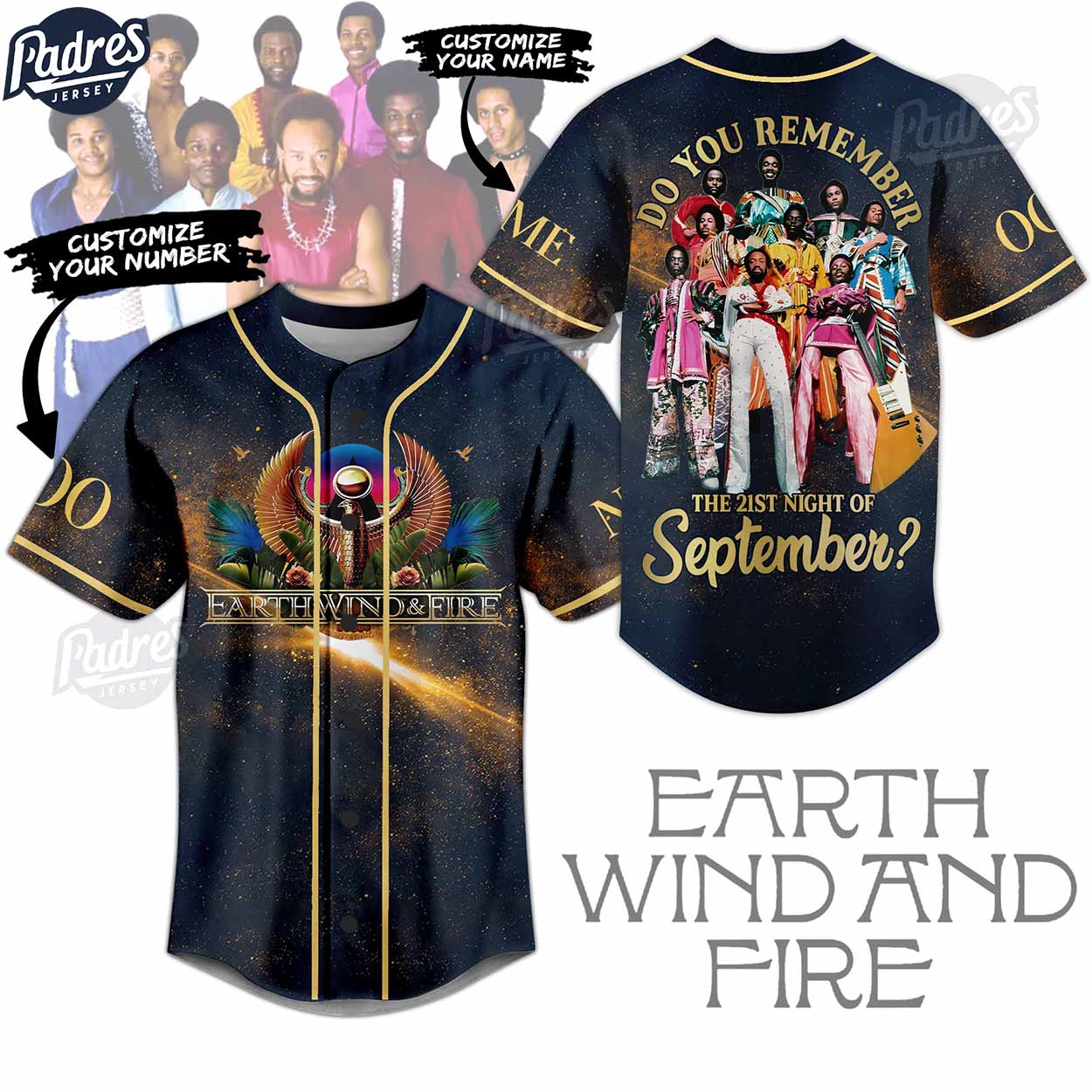 Earth Wind & Fire Do You Remember The 21st Night Of September Custom Baseball Jersey - Padres Jersey Oasis:... (Image 1)