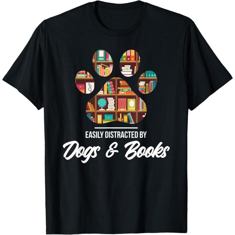Easily Distracted By Dogs And Books - Animal Lover T-Shirt made in usa Hoodie, Sweatshirt | WearSparks.com