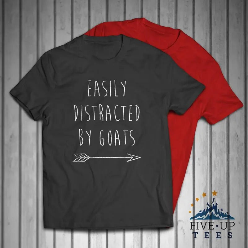 Easily Distracted By Goats Farmer Men's T-shirt Casual Cotton Hoodie, Sweatshirt | WearSparks.com