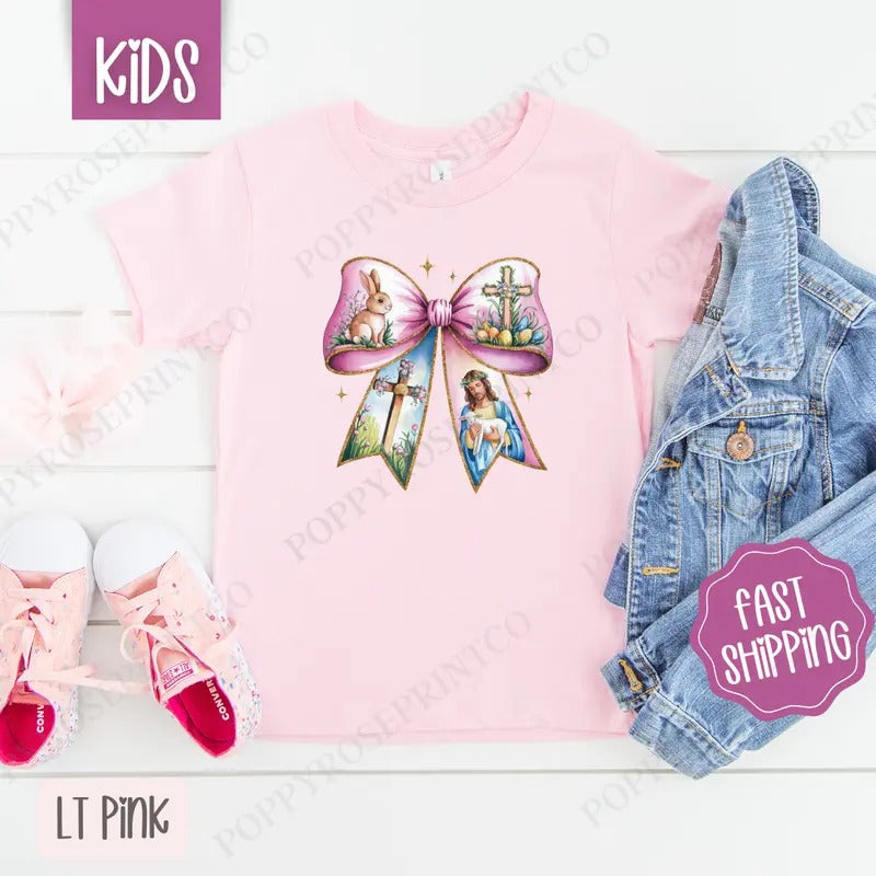 Easter Bow 2 Kids Shirt - Easter Children's Tshirt - Cute Coquette Youth Tee Gildan Hoodie, Sweatshirt | WearSparks.com