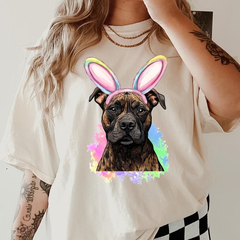 Easter Brindle Pitbull Shirt ~ Unisex Apparel Relaxed Fit Printed In The USA Clothing Womenswear Casual Comfort Cotton...