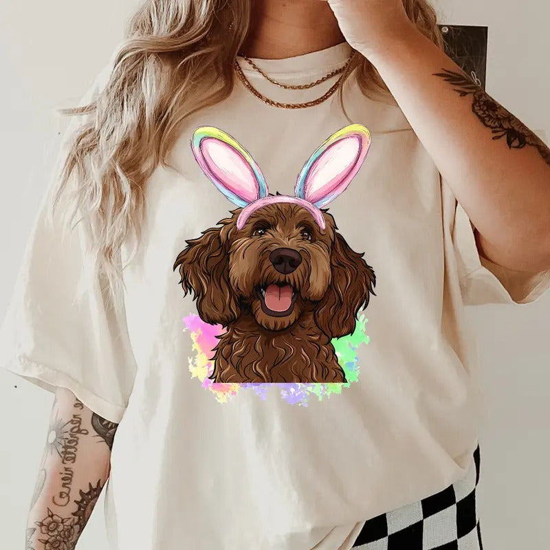 Easter Brown Labradoodle  Shirt ~ Unisex Apparel Relaxed Fit Printed In The USA Clothing Womenswear Casual Comfort Cotton...