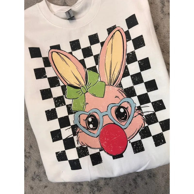 Easter Bunny Bubblegum Checkered Graphic Top T-Shirts, Hoodie, Sweatshirt | WearSparks.com