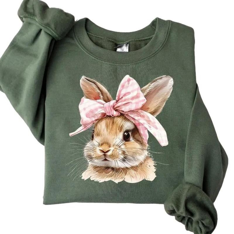 Easter Bunny Sweatshirt, Retro Easter Sweater, Coquette Bow Bunny Sweater, Easter Bunny Sweater, Cute Bunny Easter Day...