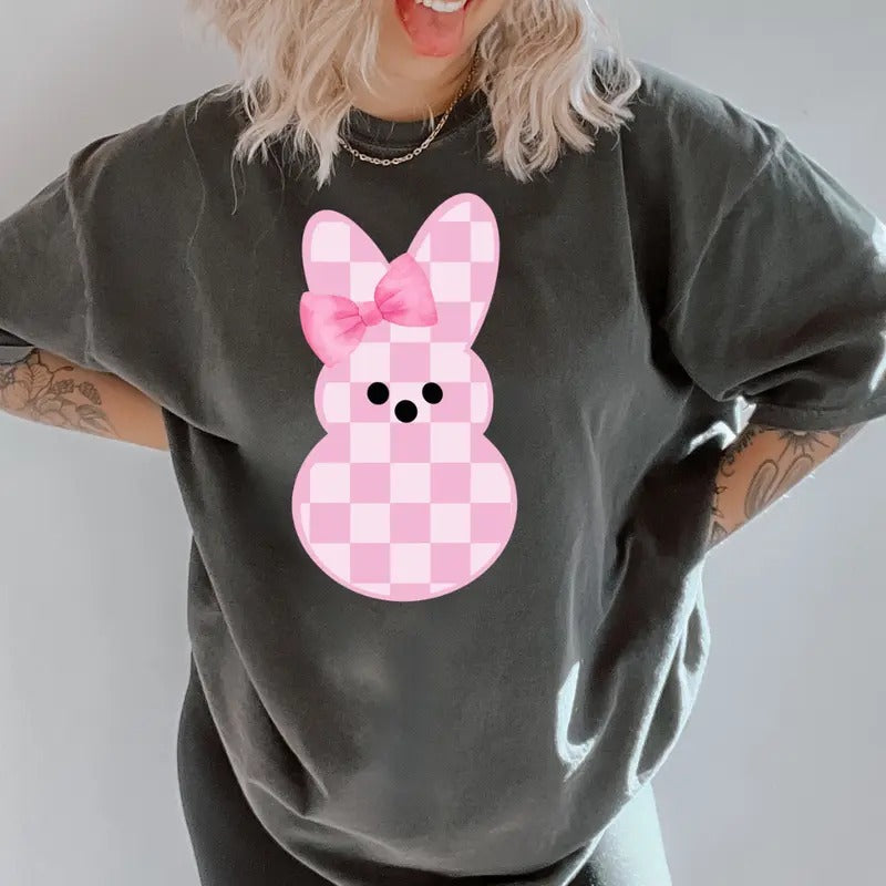 Easter Checkered Peep Shirt ~ Unisex Apparel Relaxed Fit Printed In The USA Clothing Womenswear Casual Comfort Cotton Top...