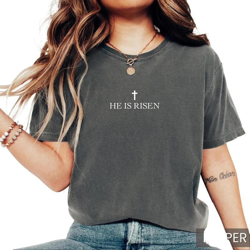 Easter Christian Shirt He is Risen Shirt Easter Jesus Tshirt Religious Easter Gift Comfort Colors Christian Tee Religious...