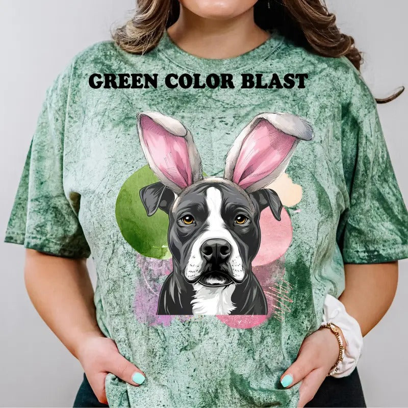 Easter Grey And White Pitbull Shirt ~ Unisex Apparel Relaxed Fit Printed In The USA Clothing Womenswear Casual Comfort...