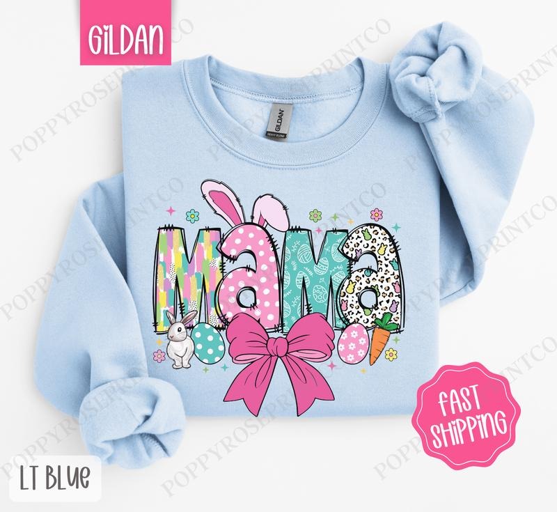 Easter Mama Sweatshirt, Cute Easter Crewneck, Trendy Mom Women's Sweater, Gift for Her T-Shirts, Hoodie | WearSparks.com