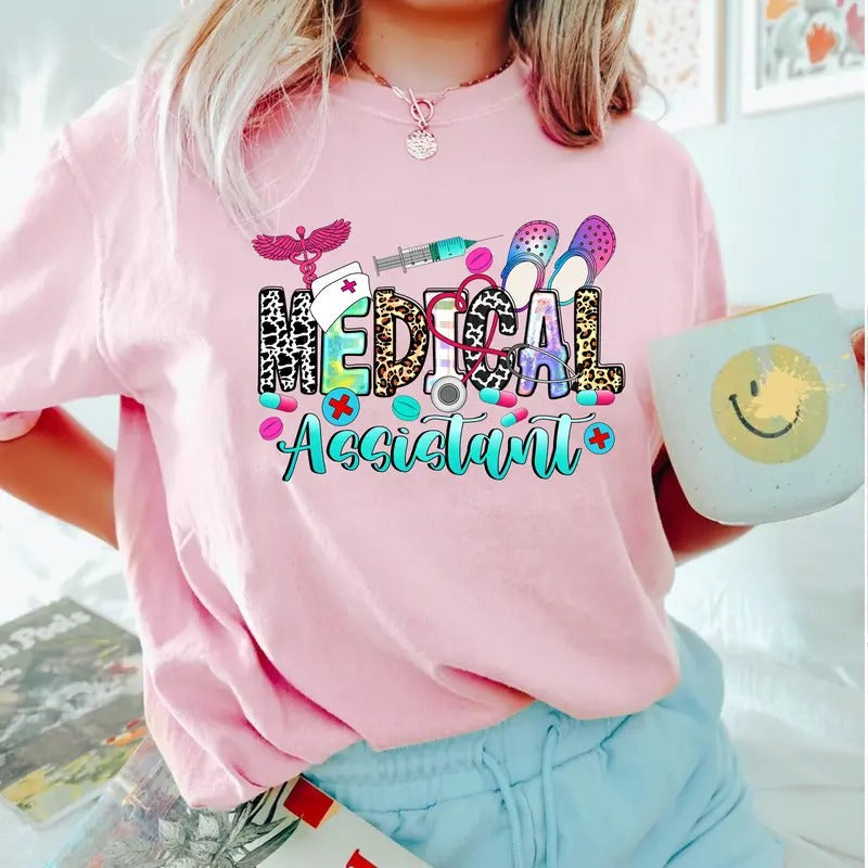 Easter Medical Assistant Shirt - Cute Stethoscope & Pill MA Tee - Healthcare Worker T-Shirt Hoodie, Sweatshirt