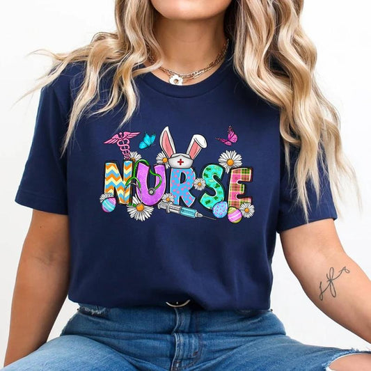 Easter Nurse Shirt - Cute Bunny & Egg Design for Nurses