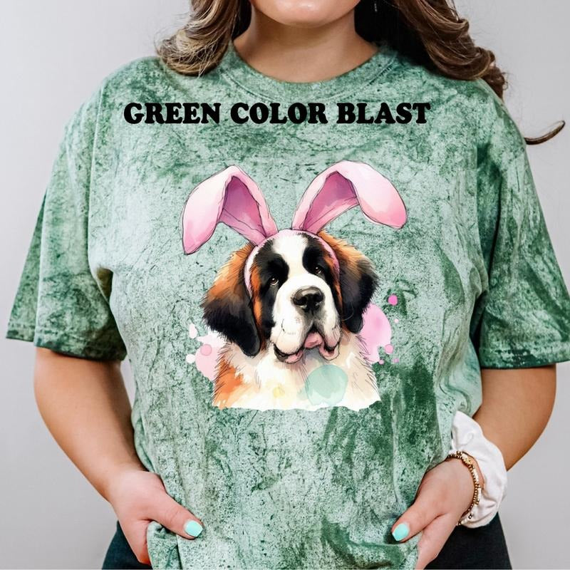 Easter St. Bernard #2 Shirt ~ Unisex Apparel Relaxed Fit Printed In The USA Clothing Womenswear Casual Comfort Cotton Top...